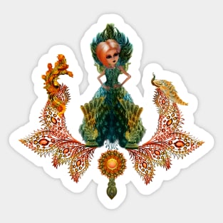 Cute little peacock fairy with peacock Sticker